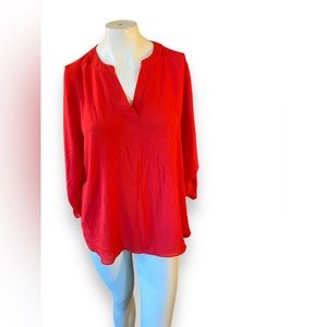Chaus, size Large, red blouse with optional cuff strap.